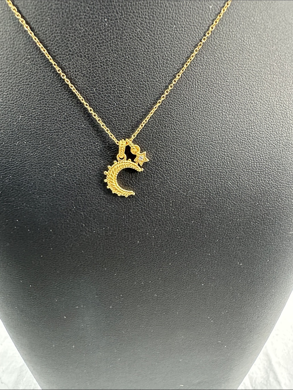 NIB Judith Ripka 14K Gold Necklace Moon & Star 3.6gm Charms/Pendants 16"-18" - Picture 3 of 11
